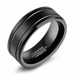 8毫米Aro de acero不可氧化时尚不锈钢戒指凹槽斜面边缘订婚婚礼派对钛钢戒指