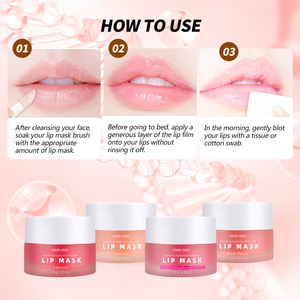 Logo kustom pelembap bibir merah muda persik Set perawatan perbaikan Hyaluronic Acid <span class=keywords><strong>Vegan</strong></span> organik Vitamin C masker bibir pelembap bibir - Product Image 5