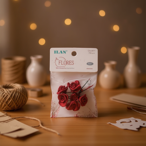 Ilan Flores Rose Rosse Essiccate 78mm 6 Pezzi per Decorazioni Artigianali - Product Image 3