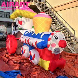 Dekorasi Natal mobil tiup, kereta kartun tiup warna-warni Model tiup Merry Xmas permen kartun mobil - Product Image 1