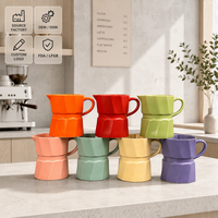 Mug à café en céramique en forme de Moka Pot, tasse à expresso géométrique avec poignée, pichet à lait créatif en porcelaine pour le bureau, la maison ou comme cadeau