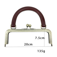 Stock d'approvisionnement 20cm et 25cm fermoir boule en laiton antique cadre de sac à main en métal cadre de sac en métal avec poignée en bois