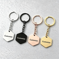 Porte-clés hexagonal en métal vierge Ywyougang, 4 couleurs, pour gravure laser personnalisée, cadeau