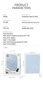 WiWU Housse pour <span class=keywords><strong>ipad</strong></span> 10e génération 10.9/11/12.9/13 pouces Housse de protection TPU PU facile à nettoyer Support magnétique avec fente pour stylet - Product Image 6