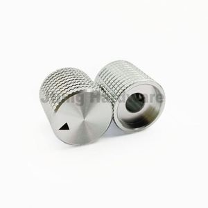 Perillas de control de potenciómetro y codificador de aluminio moleteado con rejilla plateada negra QL1416GZ de 14*16mm para equipos electrónicos, con eje dentado - Product Image 5