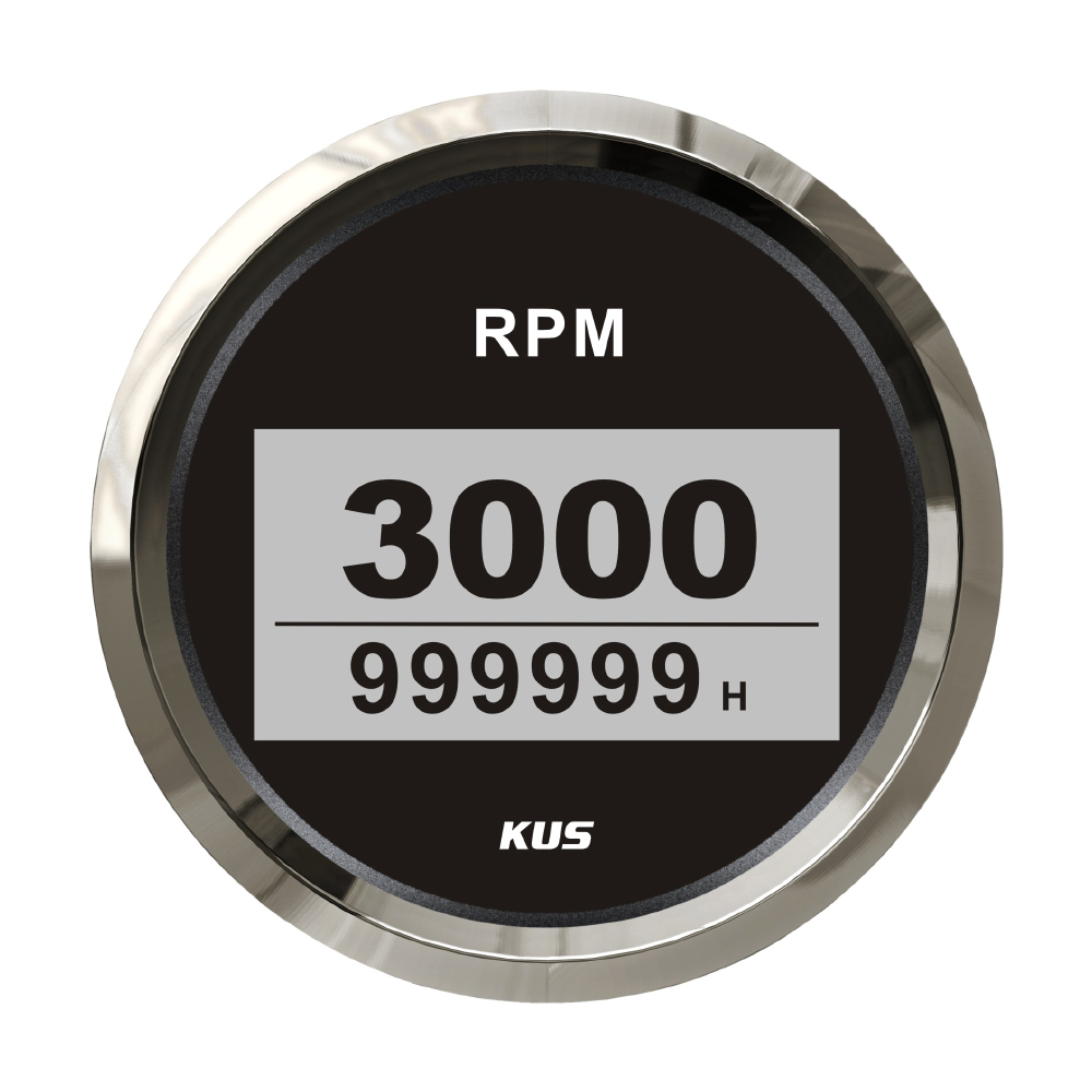 KUS 0-8000RPM 85mm TachometerLCD Digital Display for Car Truck Boat Tacho Gauge with Hour Meter Waterproof 12V 24V Marine