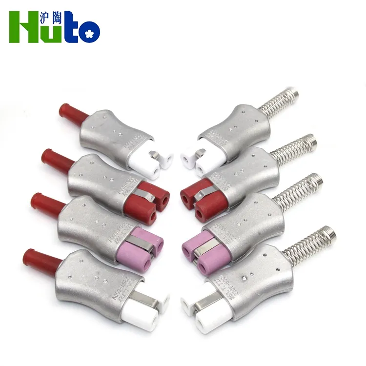 High Working Temperature Aluminum Alloy Electrical Heater Plug 2 Pin Straight Ceramic Plug Socket