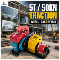 Treuil à câble 5T à moteur essence pour la traction de câbles en acier, la construction, les lignes électriques et la communication industrielle
