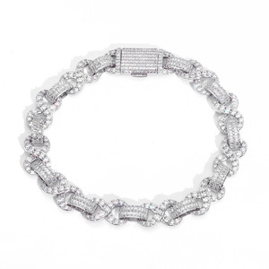 Bracelet pour femme Hip-hop avec fermoir à bascule, chaîne à 8 maillons de 10 mm et zircon en forme de T, style Tanjing Fashion Lijing - Product Image 5