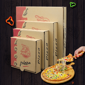 Corrugated Pizza Box Corrugated Kraft Paper Cardboard Color Printing Disposable Food Grade Pizza Box