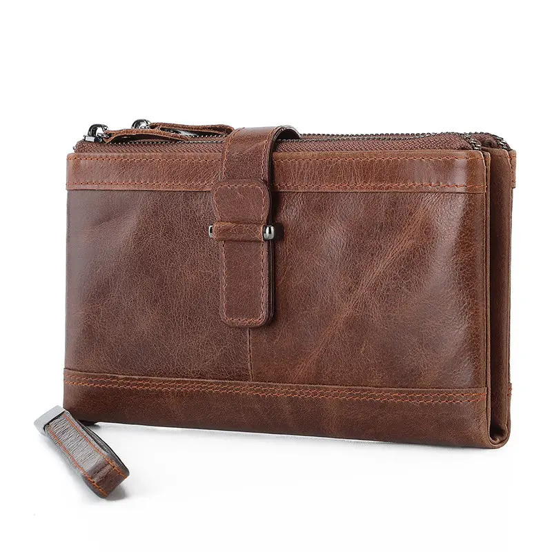 Wholesale stock new men's long wallet business casual multifunctional men's handbag wristlet wallet 2 in 1 phone wallets