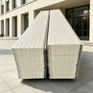 Panneau isolant en PU pour <span class=keywords><strong>façade</strong></span> moderne, texture côtelée blanche, revêtement mural en métal sculpté, bardage pour l'extérieur des maisons - Product Image 1