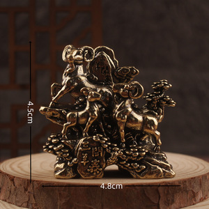 Adorno de Latón con Tres Ovejas que Atraen Prosperidad, Decoración para el Hogar o Escritorio, Mascota de Té, Forma Irregular, Patrón Animal, Artesanía de Latón - Product Image 4