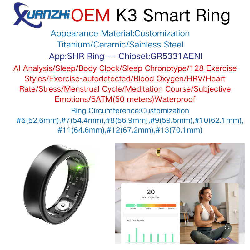 Black Xuanzhi-K3-AI health-sleep-remote control-smart-ring