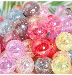 Manufacturer Wholesale 16mm <b>Acrylic</b> <b>Beads</b> Color Electroplating Crack <b>Beads</b> Through Hole Color Mixing Accessories - Product Image 5