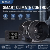 Ventilateur de gaine électrique 8 pouces en PP pour la ventilation des tentes de culture avec capteurs de température et d'humidité intégrés, contrôlable via application