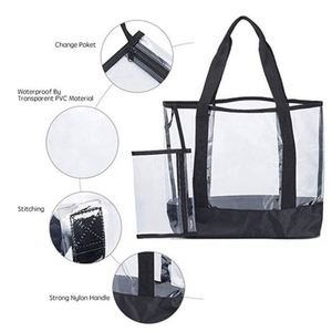 Bolsa de Mano Transparente de Gran Capacidad, con Estampado de Letras, Bolsa de Playa de PVC Transparente, Bolsa de Hombro para Viaje, Compras - Product Image 5
