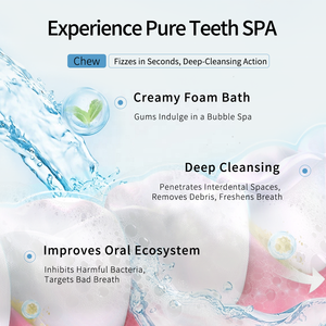 Comprimés de nettoyage des dents antimicrobiens saveur pêche blanche menthe OEM ODM taille de voyage emballage granulés de toilette pratique pour - Product Image 4