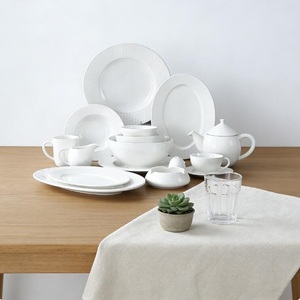 White Porcelain Simple Ceramic Plate Mug Tableware Coffee Salad Soup Rice Bowl Dinnerware <b>Set</b> for Hotel <b>Restaurant</b> - Product Image 5