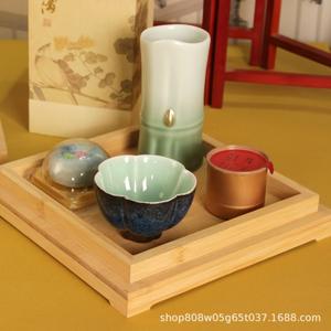 <b>Bamboo</b> Lantern Style Mooncake Box Rectangle Natural <b>Wood</b> Color Handmade <b>Packaging</b> For Pastry Tea Gift Box 0703 - Product Image 5