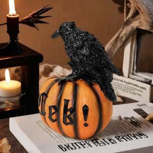 Nouvelle Décoration d'Halloween en Résine Époxy Sculptée Artisanale : Corbeau et Citrouille – Ornement d'Ambiance pour la Maison, Artisanat de Fête, Exportation Transfrontalière - Product Image 2