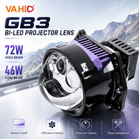 VAHID GB3 Lentille de projecteur laser bi-LED 3,0 pouces 72W Faisceau longue portée 46W Faisceau court 6000K 12V 24V Phare automobile universel pour rétrofit