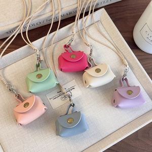 Cute Faux Leather Backpack Pendant Mini <b>Bag</b> Hanging PU Leather Candy Colored Neck Hanging <b>Charm</b> Coin Purse Fun Gifts - Product Image 2