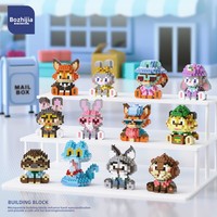 NUEVO Juguete de Bloques de Construcción de Plástico para Niños, Figuras de Animales de Dibujos Animados, Cajas Sorpresa, Vendedor Ambulante