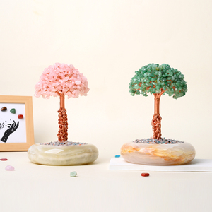 Wholesale Natural Crystal Gravel Money <b>Tree</b> Bonsai Copper Wire Crystal <b>Tree</b> with Jade Stone Base - Product Image 3