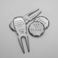 Marqueurs de balle de golf vierges en alliage de zinc martelé, estampillés à la main, avec gravure/impression laser, 80mm/38mm, vente en gros