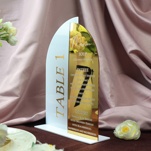 Table de mariage rustique de luxe déco acrylique or signe 3D miroir lettre arc numéro de Table et cartes de menu de dîner - Product Image 3