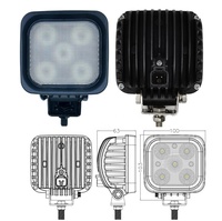 Lampe de travail pour tracteur E-Mark 25W 5 LED, montage carré, robuste, 12V 24V, avec connecteur Deutsch intégré