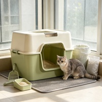 Bac à litière pour chat entièrement fermé avec couvercle rabattable, grand format, anti-odeur, anti-éclaboussures, toilette pour chat à capot, couleur et logo personnalisés OEM