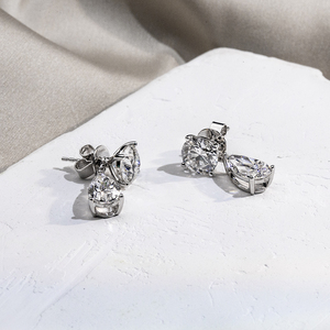 Boucles d'oreilles pour femmes MSE-774, bijoux en or massif 18 carats, forme de poire, diamant cultivé en laboratoire - Product Image 4