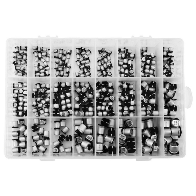 OKYN251030-11 Professional Electronics Component Kit 400PCS 24 Specs SMD Aluminum Capacitors Ideal for Maintenance Repair