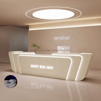 Comptoir de caisse blanc unique Design moderne personnalisé Bureau de réception Réception de magasin de cosmétiques Comptoir de réception pour salon de beauté