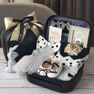 <span class=keywords><strong>Coffret</strong></span> cadeau pour bébé fille 100% coton à pois Design tendance Noir Or Pleine lune <span class=keywords><strong>Coffret</strong></span> cadeau nouveau-né - Product Image 5