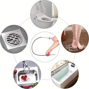 Déboucheur flexible pour canalisations, outil de nettoyage de gouttières, pour toilettes, égouts, douche, cuisine, salle de bain, baignoire, avec griffe de préhension - Product Image 6
