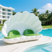 Silla Escultórica de Fibra de Vidrio con Forma de Concha Marina, Banco Creativo con Diseño de Concha para Decoración de Hoteles, Piscinas y Patios
