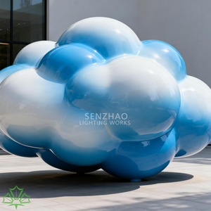 ประติมากรรมเมฆสีขาวผิวเรียบเนียนของเซินเจา งานศิลปะสาธารณะจากไฟเบอร์กลาสสมัยใหม่สำหรับสถานที่สำคัญในเมือง - Product Image 2