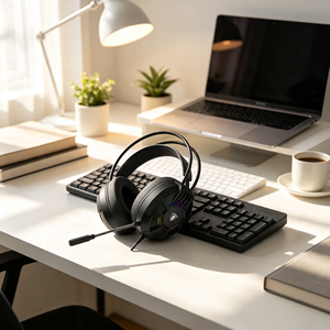 <span class=keywords><strong>Casque</strong></span> de <span class=keywords><strong>jeu</strong></span> JEDEL GH280 à double suspension, <span class=keywords><strong>avec</strong></span> éclairage RGB, son surround <span class=keywords><strong>virtuel</strong></span> 7.1, <span class=keywords><strong>casque</strong></span> de <span class=keywords><strong>jeu</strong></span> supra-auriculaire pour PC, <span class=keywords><strong>PS4</strong></span>, PS5 - Product Image 4