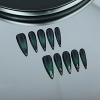 Alta calidad hecha a mano Color mezclado estilo ojo de gato forma de ataúd forma de uñas artificiales reutilizables y venta al por mayor de fábrica