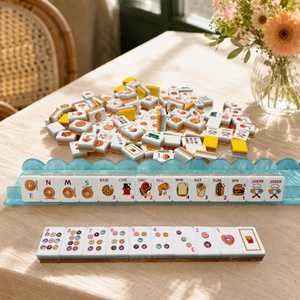 Ensemble de Mahjong Américain de Luxe Jaune Rose Gourmet, 160 Tuiles, Acrylique Gravé 4 Couches, Complet avec Étui, Personnalisable OEM - Product Image 2