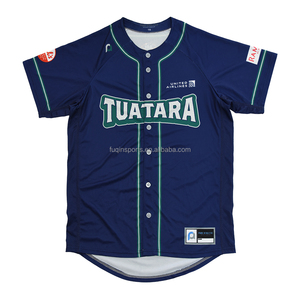 FQ Jersey bisbol polos, kaus sublimasi kancing penuh lengan pendek, kaus olahraga bisbol kustom - Product Image 4