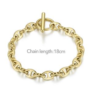 Pulseras de Acero Inoxidable Chapado en Oro de <span class=keywords><strong>14K</strong></span> con Cadena de Nariz de Cerdo y Cierre OT, Accesorios B192046 - Product Image 4