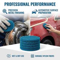 Tampon abrasif industriel non tissé bleu de 5 pouces avec velcro, tampon abrasif en nylon pour utilisation humide ou sèche, pour le polissage de la carrosserie automobile, le meulage des métaux