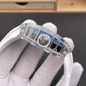 Reloj mecánico de lujo con esqueleto para hombre, reloj automático con caja transparente, decoración azul y correa de caucho RM35-01 - Product Image 4