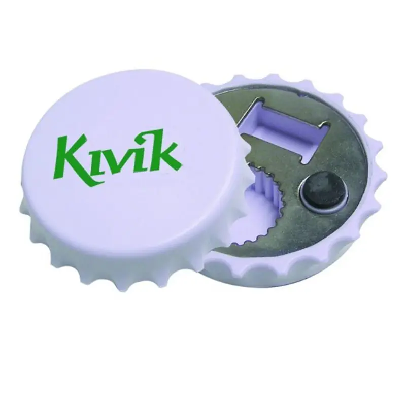 Hxy Custom Logo Rvs Plastic Twist Cap Flesopener Schroef Deksel Fles Cap Vorm Ronde Magnetische Flesopener Voor gift