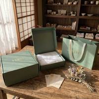 Cajas de Envío Verdes Personalizadas con Forro de Esponja, Embalaje para Regalos y Cosméticos, Soluciones Integrales de Etiquetas, Cajas de Papel Plegables