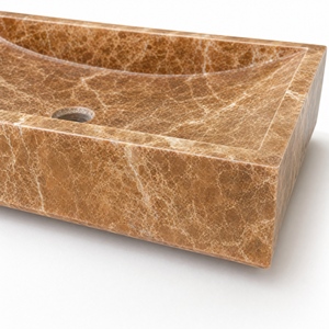Poulars - Lavabo de Pedestal de Piedra Natural de Lujo para Montar en la Pared, Lavabo de Mármol Oscuro Emperador - Product Image 3